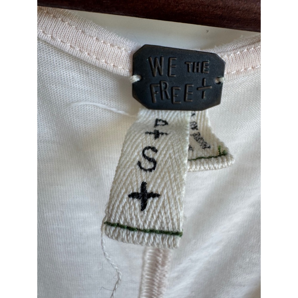 We The Free Free People Sheer High Slit V-Neck Tunic Sleeveless Cream Small midi - Picture 2 of 6